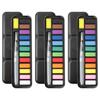 12-Color Solid Watercolor Paint Set with Black Iron Box and Water Brush