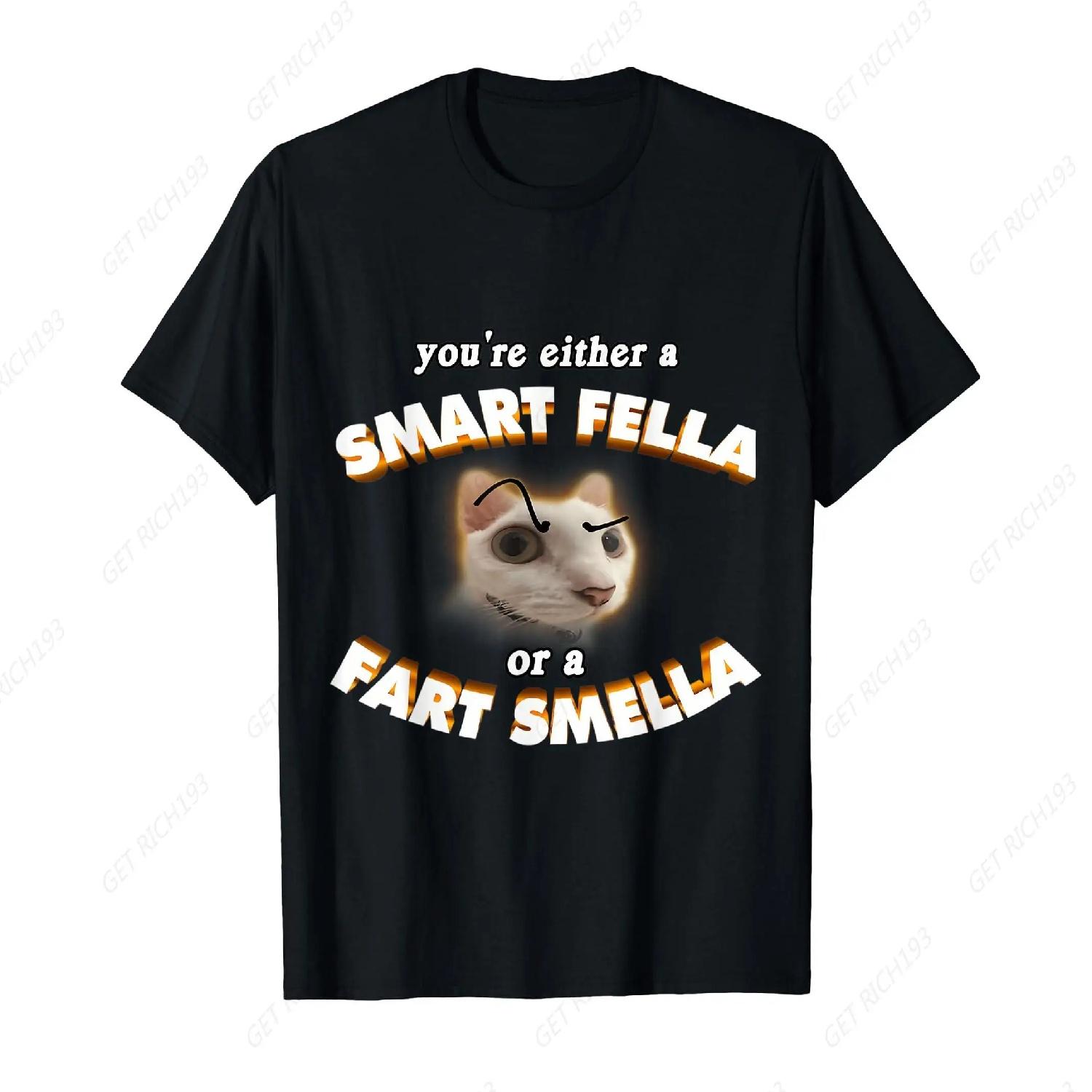 Funny Meme T-Shirt You Re Either A Smart Fella Or A Fart Smella Tee Unisex XXXXXL разноцветный