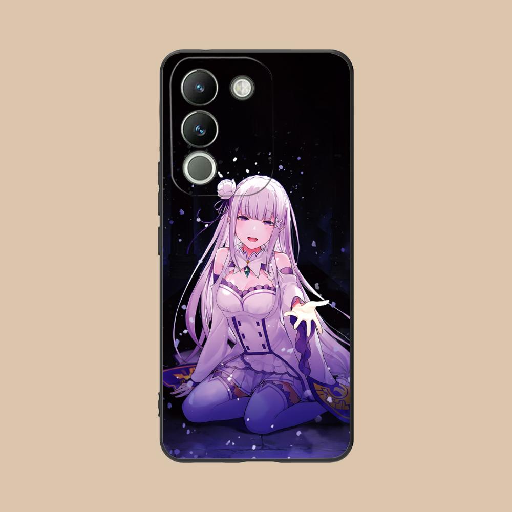 ReZero Emilia Waifu Mobile Phone Case for VIVO V60 V50 V40 V30 V29 V27 V25 V23 Pro Lite 5G Colorful Printing Cover Pretty Luxury