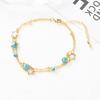 1 Set of Turquoise Inlaid Star Devil's Eye Lady's Ankle Chain Stainless Steel Plated 18K Gold Ankle Layered Chain Chain