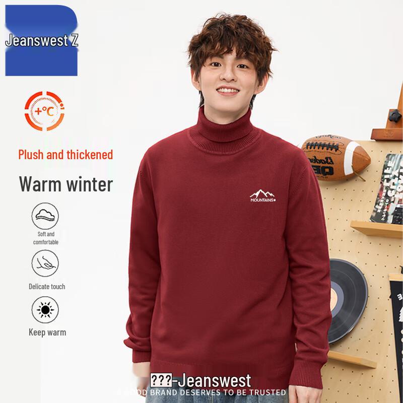 

JEANSWEST Z Men s Fleece-Lined Turtleneck Knit Sweater ANJ24 M