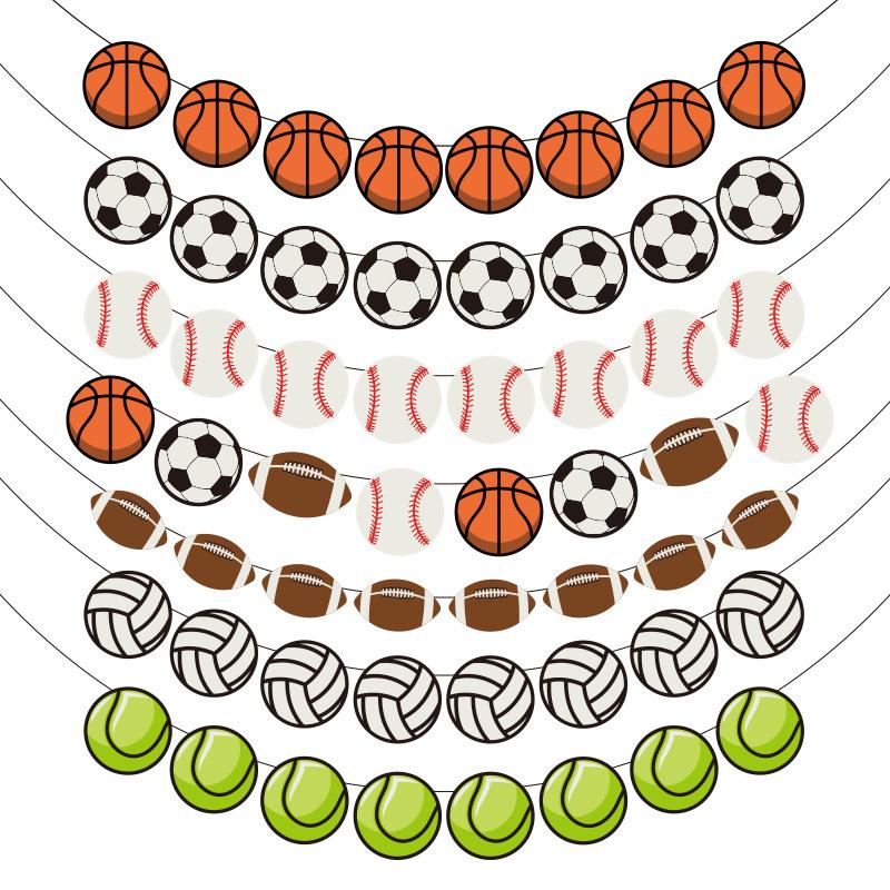 Sport Theme Party Banner Football Basketball Hanging Paper Garland Kids Boys Happy Birthday Party Decoration Favors Supplies