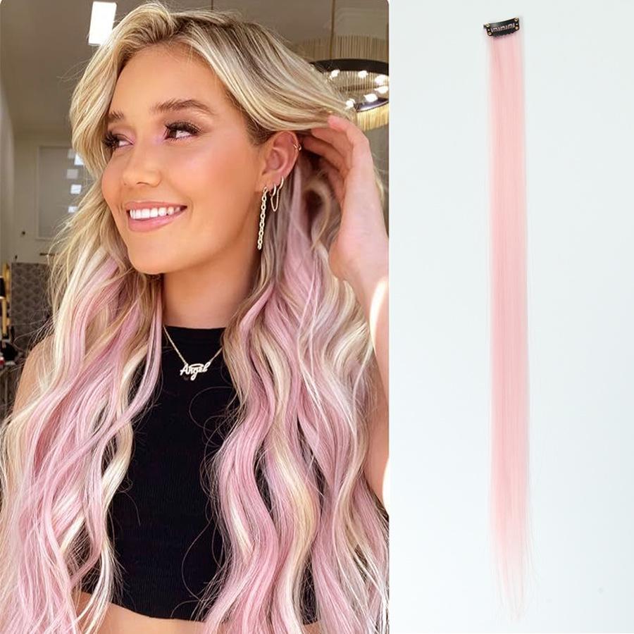 Colorful Invisible Clip-In Hair Extension: High-Temperature Silk for Highlighted Straight Hair
