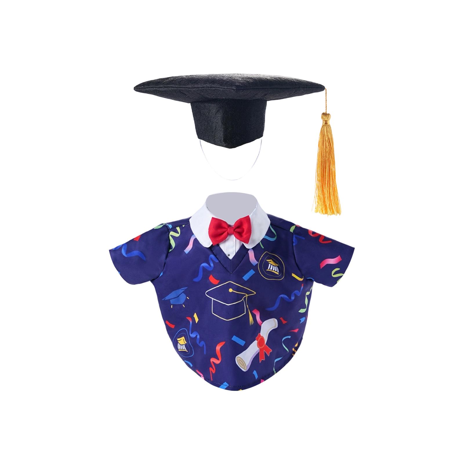 

Graduation Gown and Cap Set for Pets with Embroidered Badge and Decorative Tassel Suitable for Ceremonial Occasions and Photo Shoots One Size