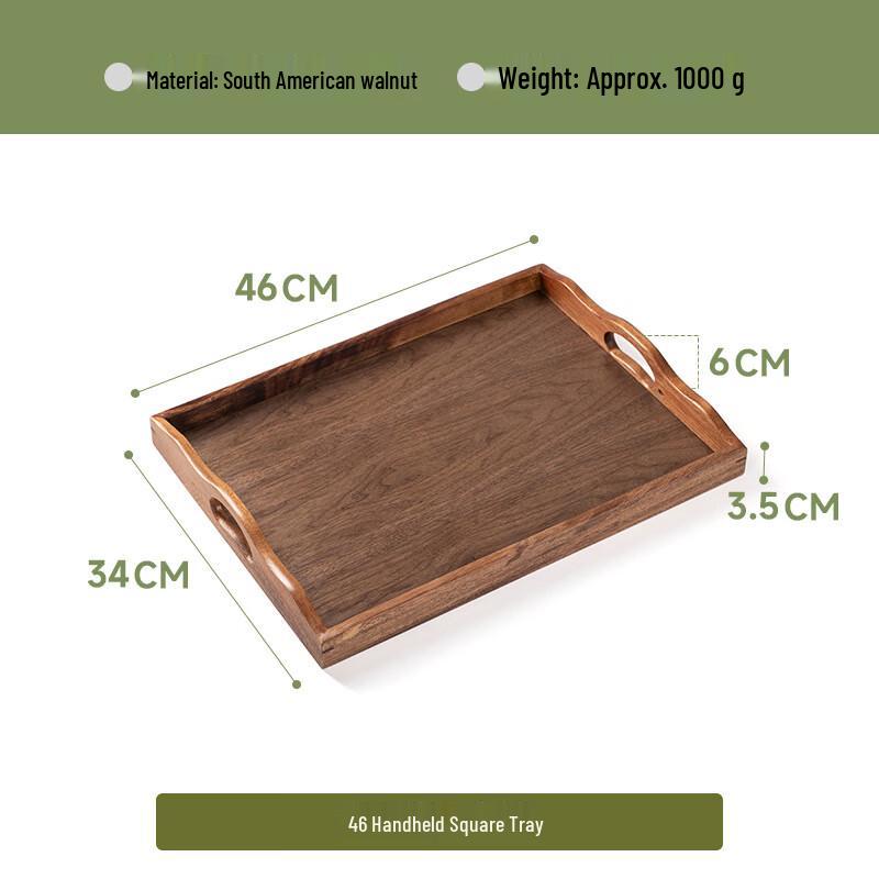 

Retro Walnut Wood Serving Tray with Handles
