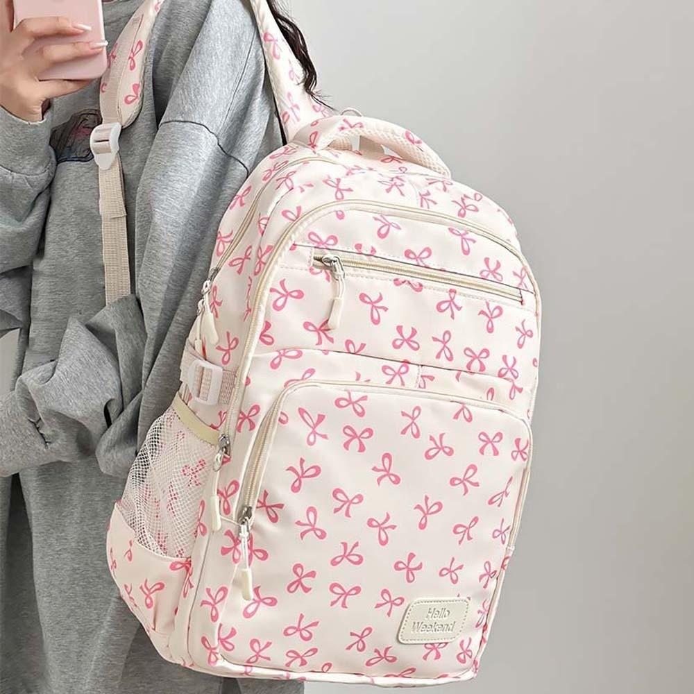 Casual Three-piece School Bag Set Large Capacity Students School Bag Nylon Bow Backpack Outdoor