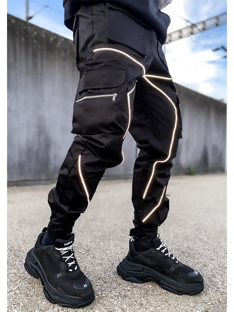 

Повседневный мужской хлопковый комбинезон в европейском и американском стиле с множеством карманов - Летняя мода XL чёрный