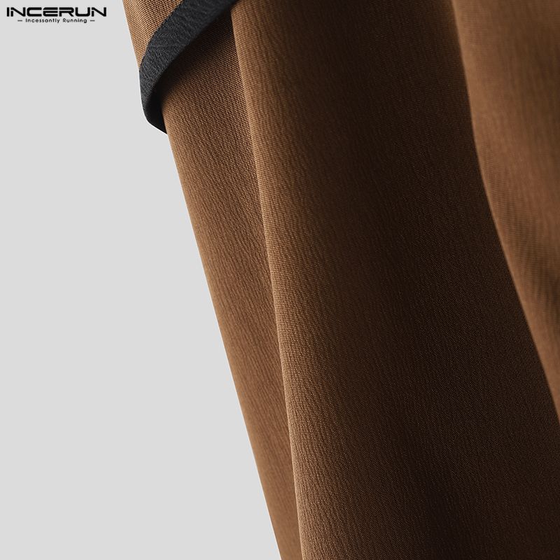 INCERUN Men Back Elastic Waist Ruffled Layers Casual Long Harem Pants Trousers