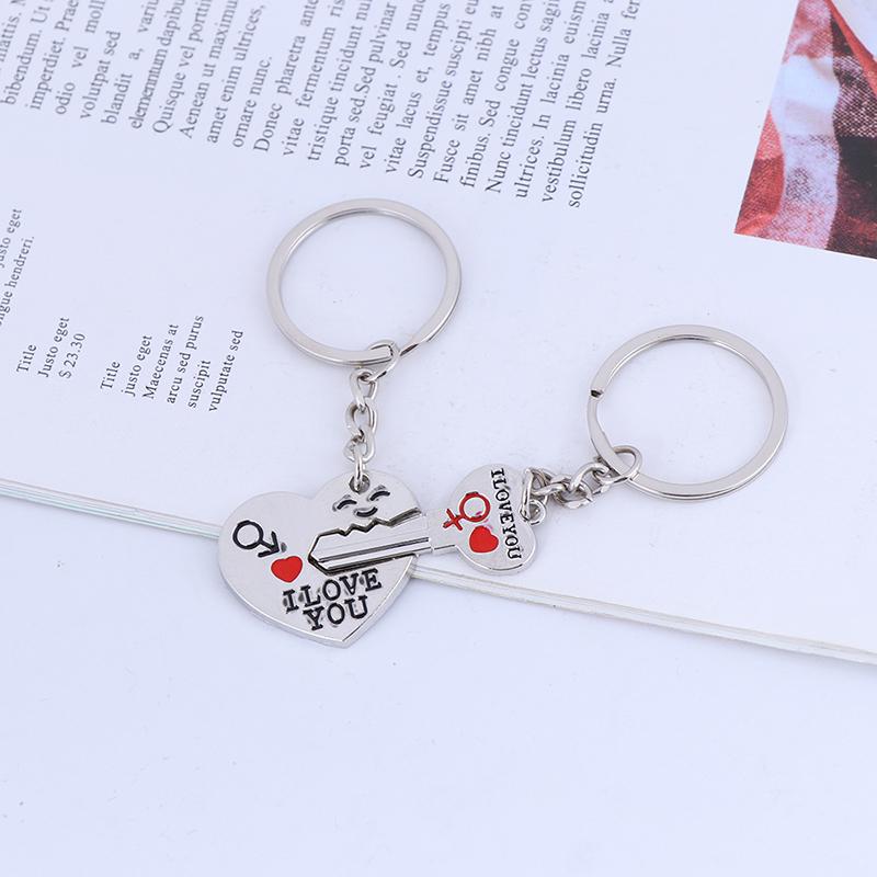 2Pcs/Lot Heart-Shaped Keychain Couple Valentine'S Day Lover Gift Secret Love