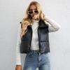 Women's Padded Vest Lightweight Stand Collar Sleeveless Short Warm Vest Drawstring Hem Zipper Closure Casual Gilet for Autumn Winter