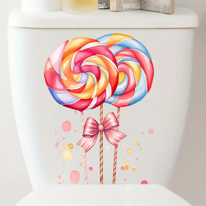 Adesivi Murali Colorati a Forma di Lecca-Lecca per Cameretta dei Bambini Decorazione Coperchio WC Decalcomanie Autoadesive per Bagno