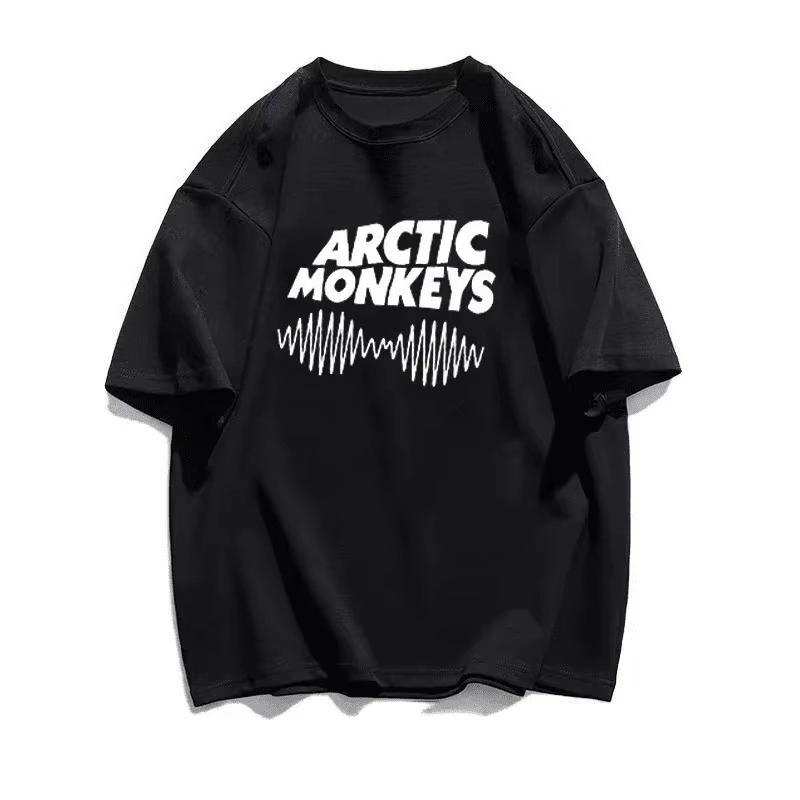 Arctic Monkeys Band Printed Tshirt Y2k Casual Unisexga Style Summer White Short Sleeve Breathable Unisex Tops