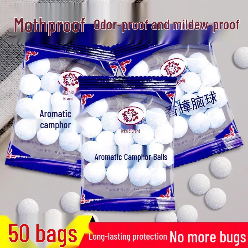 Bagged Camphor Balls: Anti-Mold, Mothproof, and Deodorizing Wardrobe and Drawer Insect Repellent.