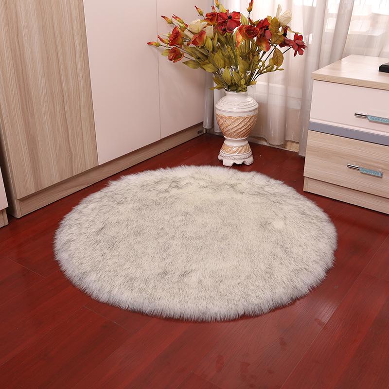 Nordic Round Faux Wool Rug for Bedroom or Living Room