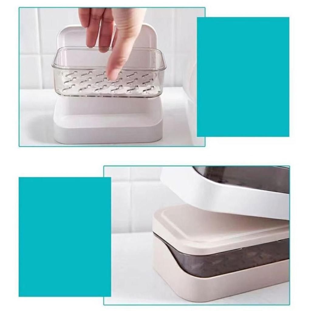 Simple Transparent Flap Drainage Box Bathroom Toilet Waterproof Soap Storage Box Dormitory Home Travel Large Soap Dish