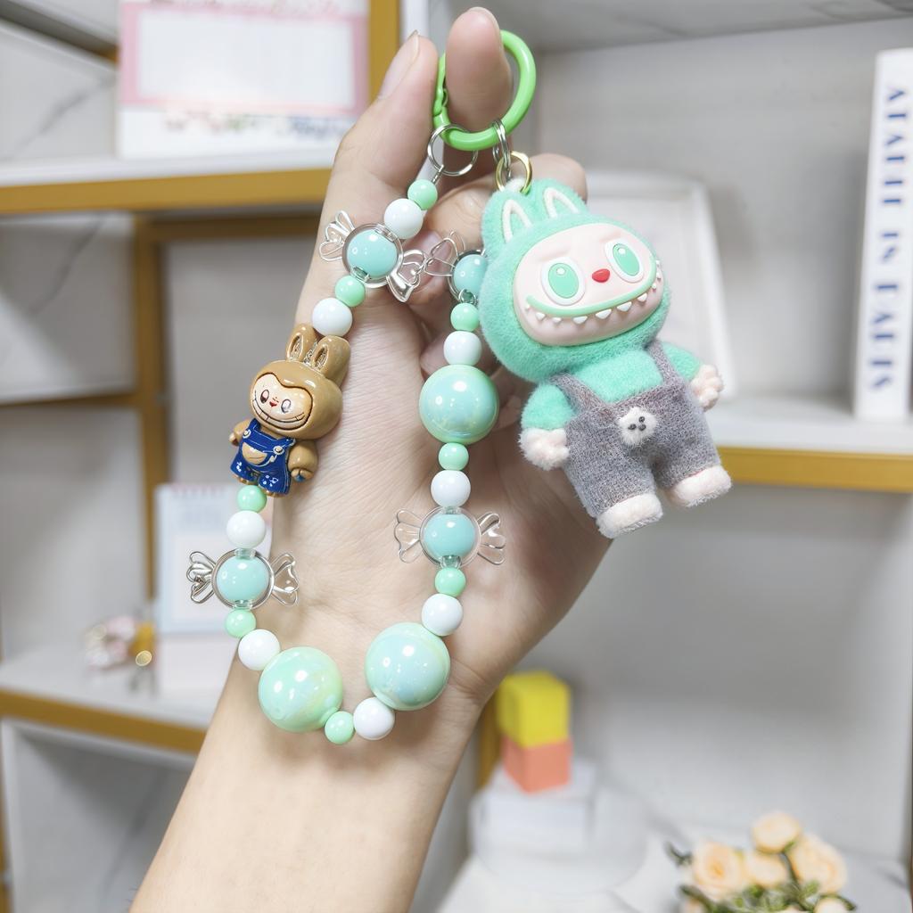 Cartoon Soft Rubber Flocked Rag Keychain Bag Pendant Blind Box Trendy Cool Rag Mobile Phone Chain Couple Small Gift