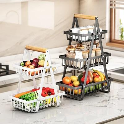 2/3 Tiers Countertop Fruit Basket,Portable Fruit Bowle Basket Kitchen Organizer Storage & Dining Room Fruits Vegetable Snacks