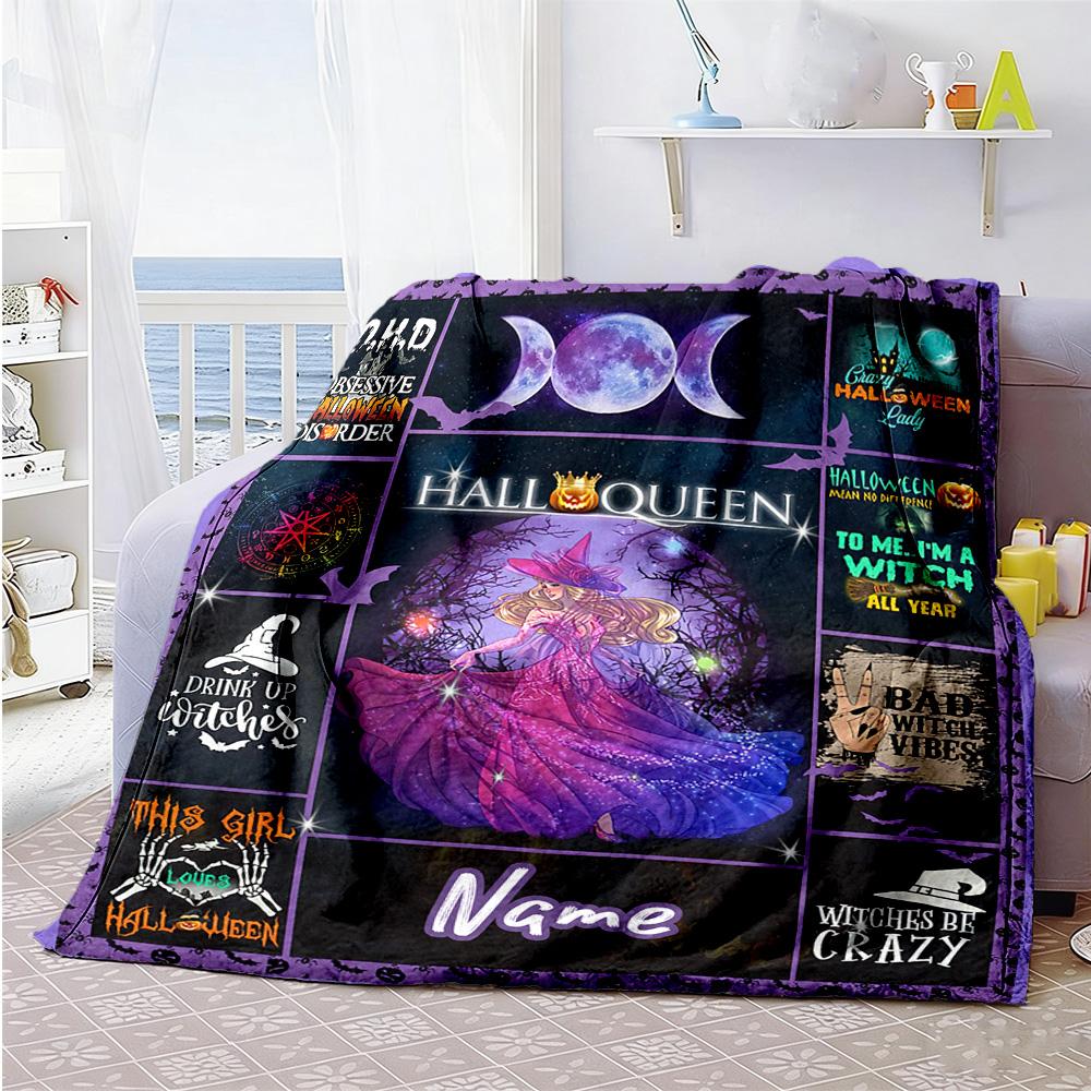 Witch Customize Text Blanket Multi-purpose Personalized Blanket Warmthful Decor for Couch Office Chair Livingroom Living Room for All Occasions