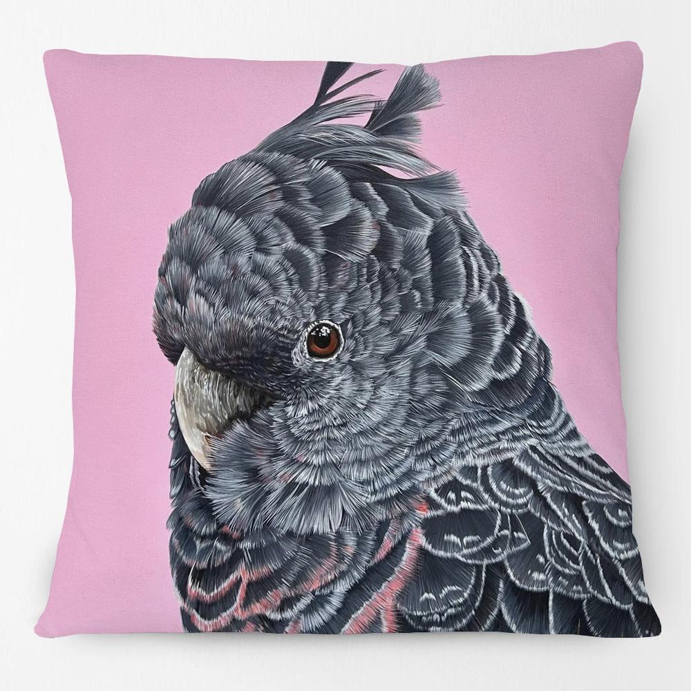 Australia Native Birds Parrots Maggie Black Cockatoo Honeyeater Print Cushion Cover Sofa Decor Pillow Case