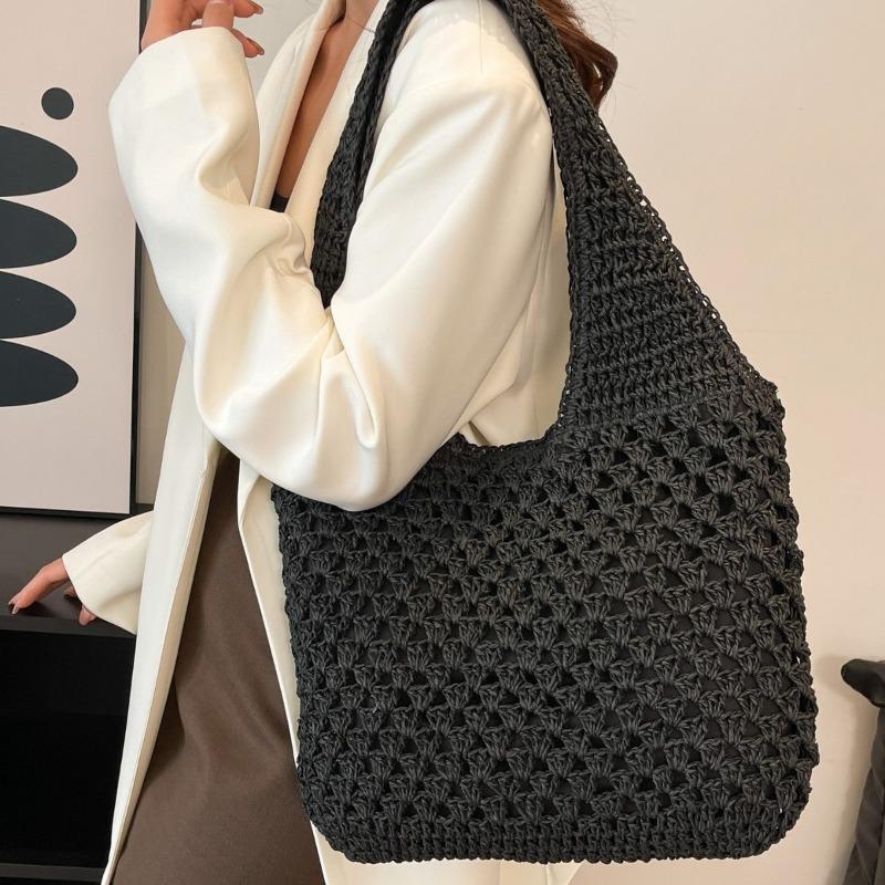New seaside leisure vacation shoulder bag casual simple trend underarm straw reticulated woven beach bag