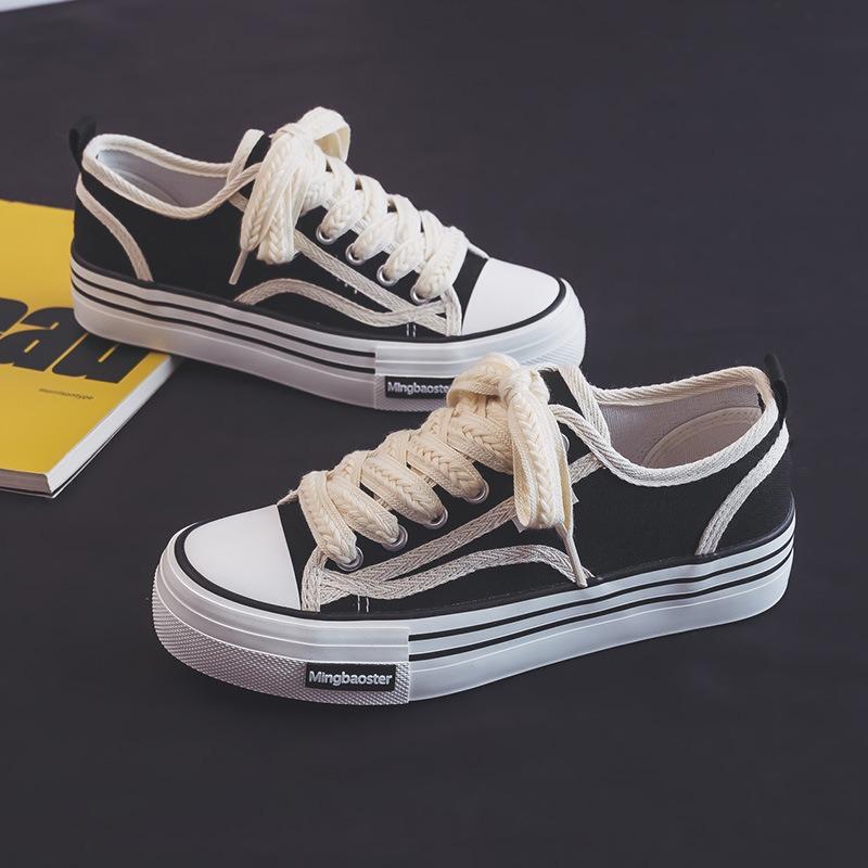 Muffin Wheat Ear Canvas Women's Shoes Spring New Platform Biscuit Shoes Niche Versatile Casual Board Shoes