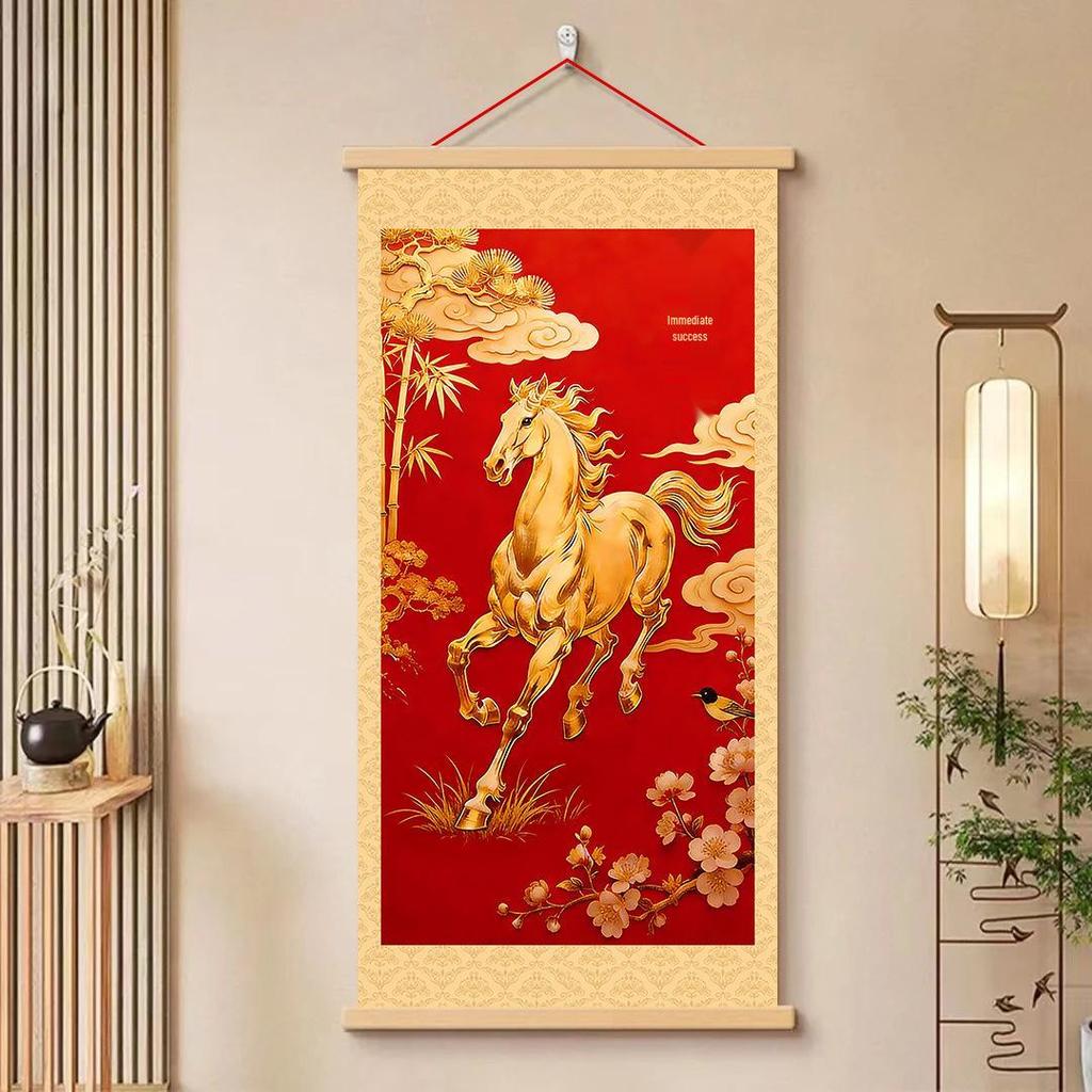 Purple Energy from the East: Auspicious Horseback Success Hanging Art for Living Room, Entryway, Office, or TV Wall.