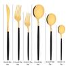 36Pcs Dinnerware Set Stainless Steel Tableware Set Black Gold Flatware Knife Fork Dessert Spoon Luxury Western Cutlery Set