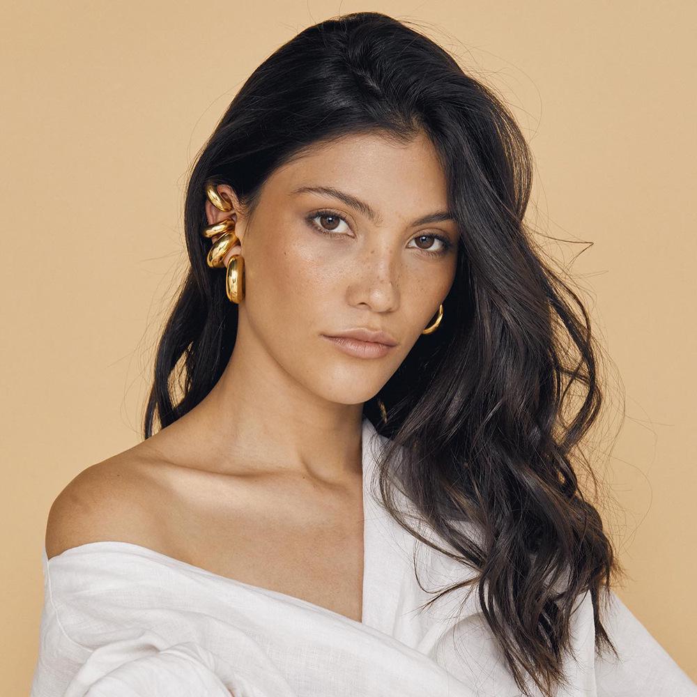 Chic European & American Fashion C-Shaped Statement Ear Clips - Unique, Elegant, High-End Design Earrings