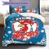Sydney Roosters Unite Bedding Quilt Set Quilt Cover Pillowcase Home Decoration Birthday Gift (1 * Duvet Cover + 2 * Pillowcase, Without Core)