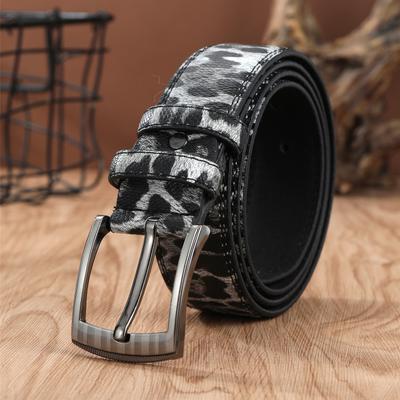 Herren Leopardenmuster Gürtel Personalisierter Dornschließe Gürtel Jeansgürtel Mittlerer Jugend Retro Gürtel