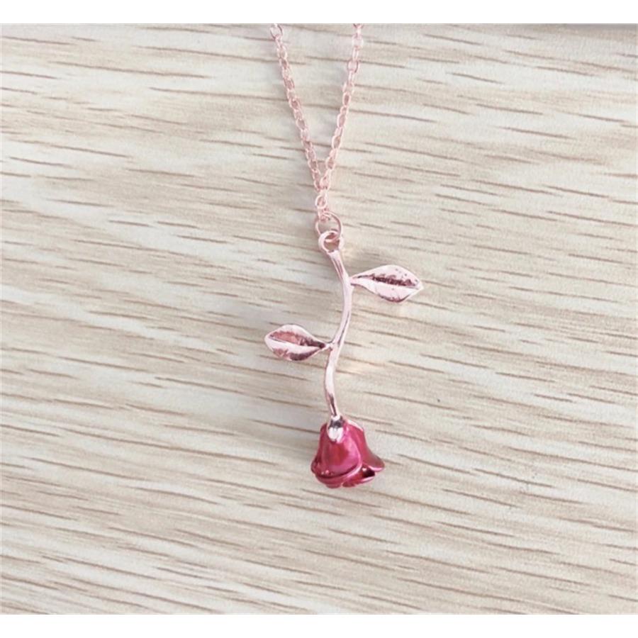 3D Rose Flower Necklace Custom Charm Necklace Ultimate Rose Flower Beauty and Beast Boho Jewelry Women's Valentine's Day Gift
