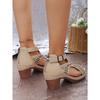 [Calzature Estive] Eleganti Sandali Neri con Zeppa per Donna - Open Toe su Plateau con Dettagli Dorati, Copertura Sintetica, Comfort Estivo, Facile Chiusura a Zip