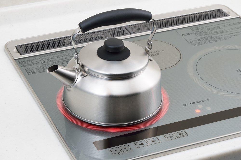 Yoshikawa Stainless Induction and Gas Seeds Made in YJ1814 Wide-Mouth Kettle, 1.6L, Steel, Compatible, Cooking, Tsubame-Sanjo, Japan,