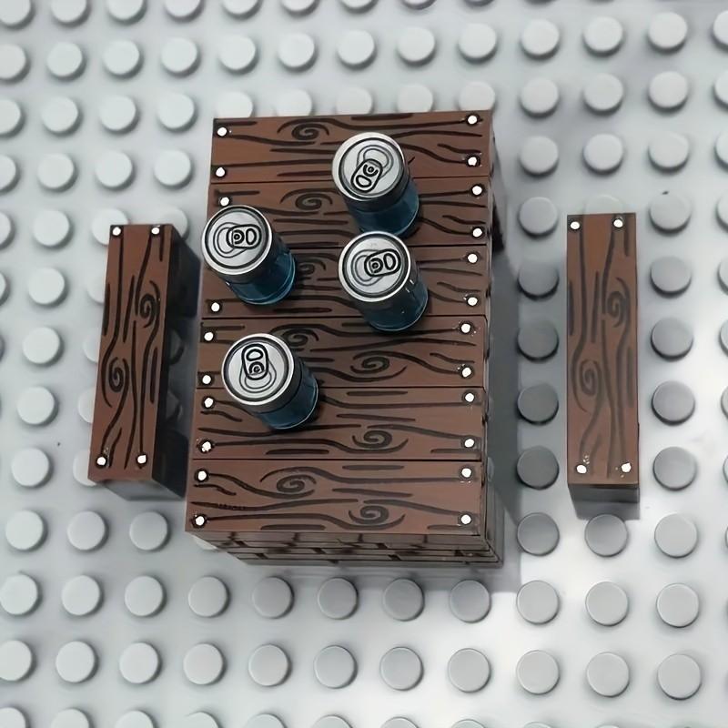 20pcs MOC Scene Toys Small Particle Building Block Scene Accessories 1x4 Flat Wood Grain With Nail Printing Wooden Board Accessories