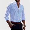 Chemise Décontractée Rayée pour Homme à Impression Numérique 3D à Manches Longues