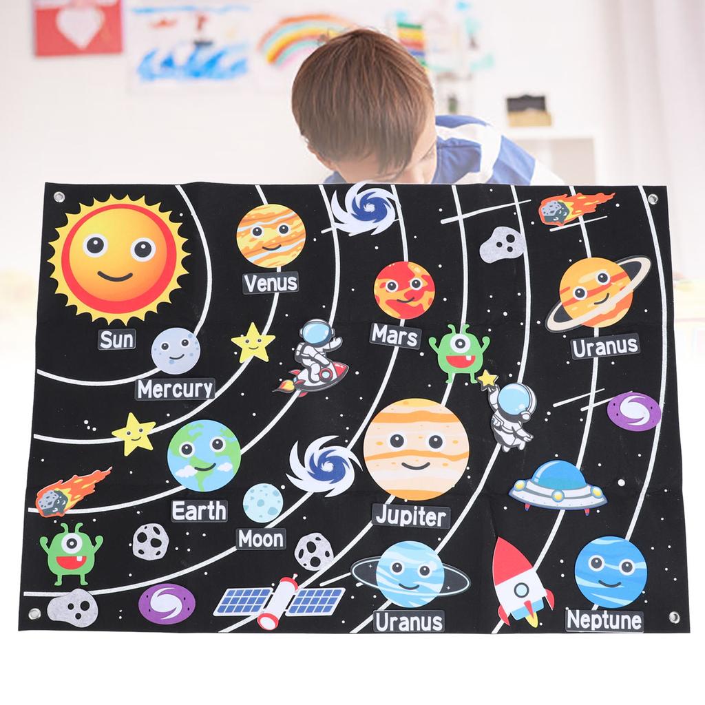 40PCS Solar System Felt Story Board Set Outer Space Universe Storytelling Educational Early Learning Felt Story Board