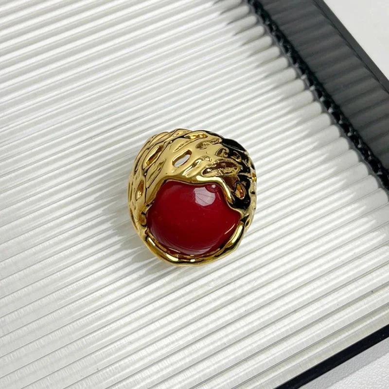 Huajie Geometric Embedded Colored Resin Opening Rings for Women Light Luxury Elegant Banquet New Ring  Trend