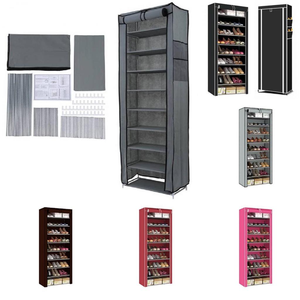 Large Capacity Metal Shoe Cabinet With Multiple Layers And Dustproof Design For Home Rental And Dorm Storage Modern And Simple Style