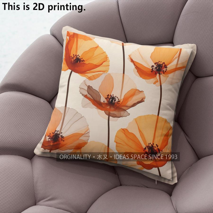 Poppy Floral Print Farmhouse Throw Pillow Covers Pattern Cushion Cover Suitable For Sofa Bedroom Car Pillow Cover
