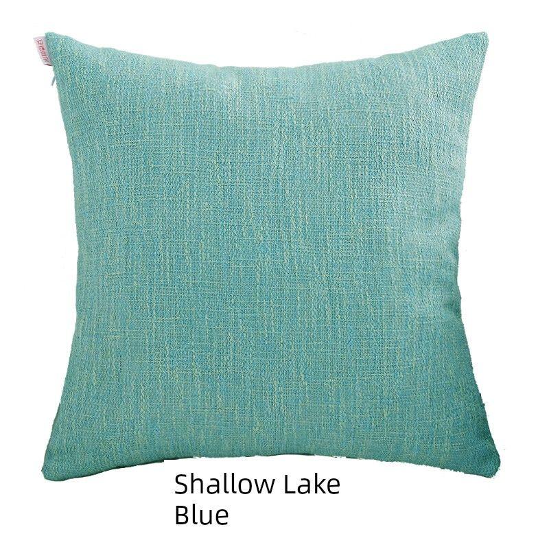 

Утолщенная льняная подушка чистого цвета Большая подушка Диван Офис Изголовье Декоративная наволочка Подушка для поясницы Минималистичная спинка Shallow Lake Blue 40x 40cm set (without core)