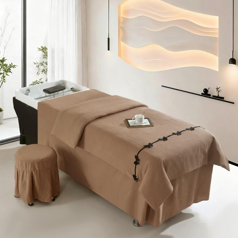 70x150cm 3-Piece Set Summer Lightweight Bubble Gauze Massage Bed Cover for Thai Shampoo Bed Head Therapy Bed Linen