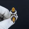 Tiger Eye Gemstone Adjustable 925 Sterling Silver Ring - Fits US Sizes 6 to 10 - Handmade Boho Jewelry for Women & Men, Valentine Gifts
