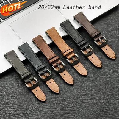 Leather Strap for Samsung Galaxy Watch 7/6/5/4 40 44mm Gear Band Vintage Bracelet 20mm 22mm for Xiaomi Redmi Watch 3 Lite/Active