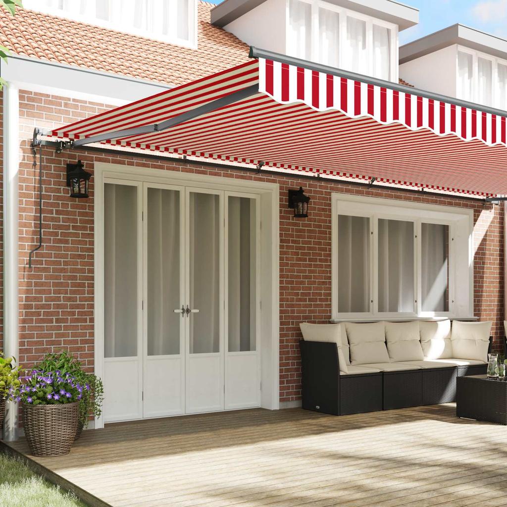 Retractable Awning Red and White 600 X 300 Cm