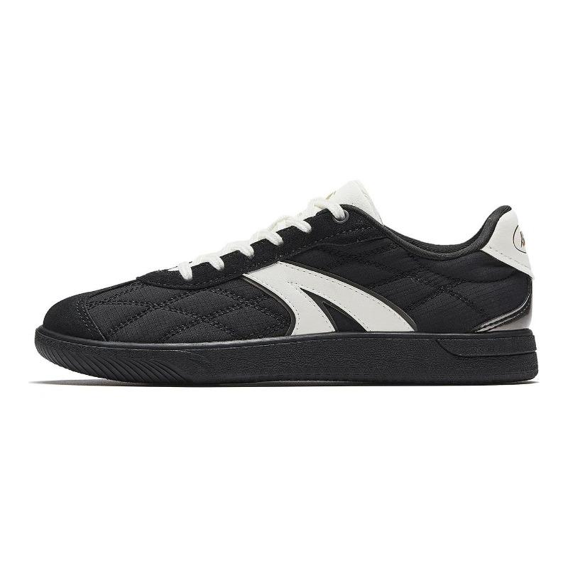 Anta Women TT Series Tweed Style Retro Thin-Sole German Trainer Casual Skate Shoes Black 922618002-4 35.5
