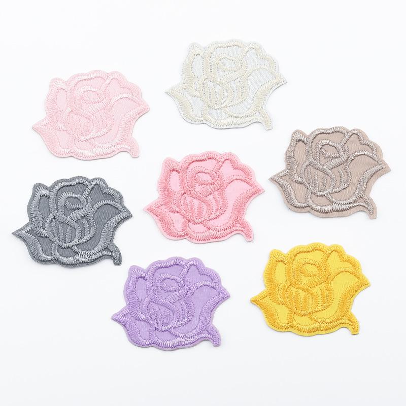 Self-Adhesive Small Embroidered Rose Patch - Fabric Jacket Label & Journal Decoration