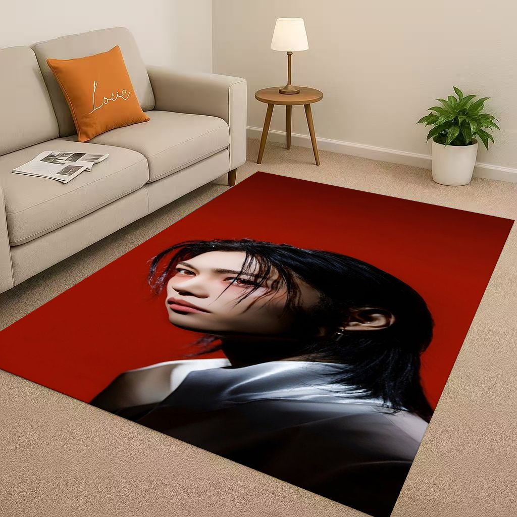 3D Kpop Felix Star Art living Room Non-Slip Area Rug Soft Carpet for Bedroom Playroom and Sofa,Easy Clean Home Decor Doormat