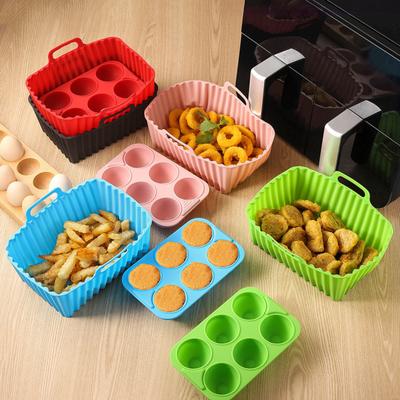 Air Fryer Liners Silicone Baking Tray Rectangular Non-Stick Mold for Cakes Jelly Pudding Dishwasher Safe Air Fryer Accessories