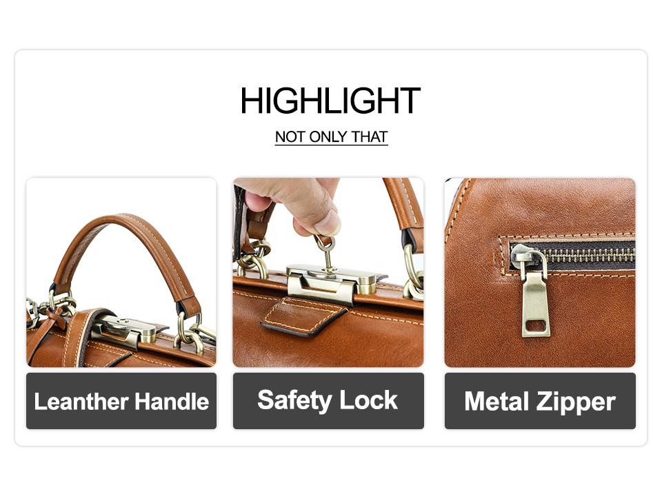 Full-Grain Lambskin Leather Crossbody Handbag with High-End Metal Lock for Women