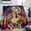1Pc Ghost Music Band Print Flannel Blanket, High Quality Comfortable for All Seasons, Home Decor, Warmth and Comfort, Perfect for Christmas Gifts